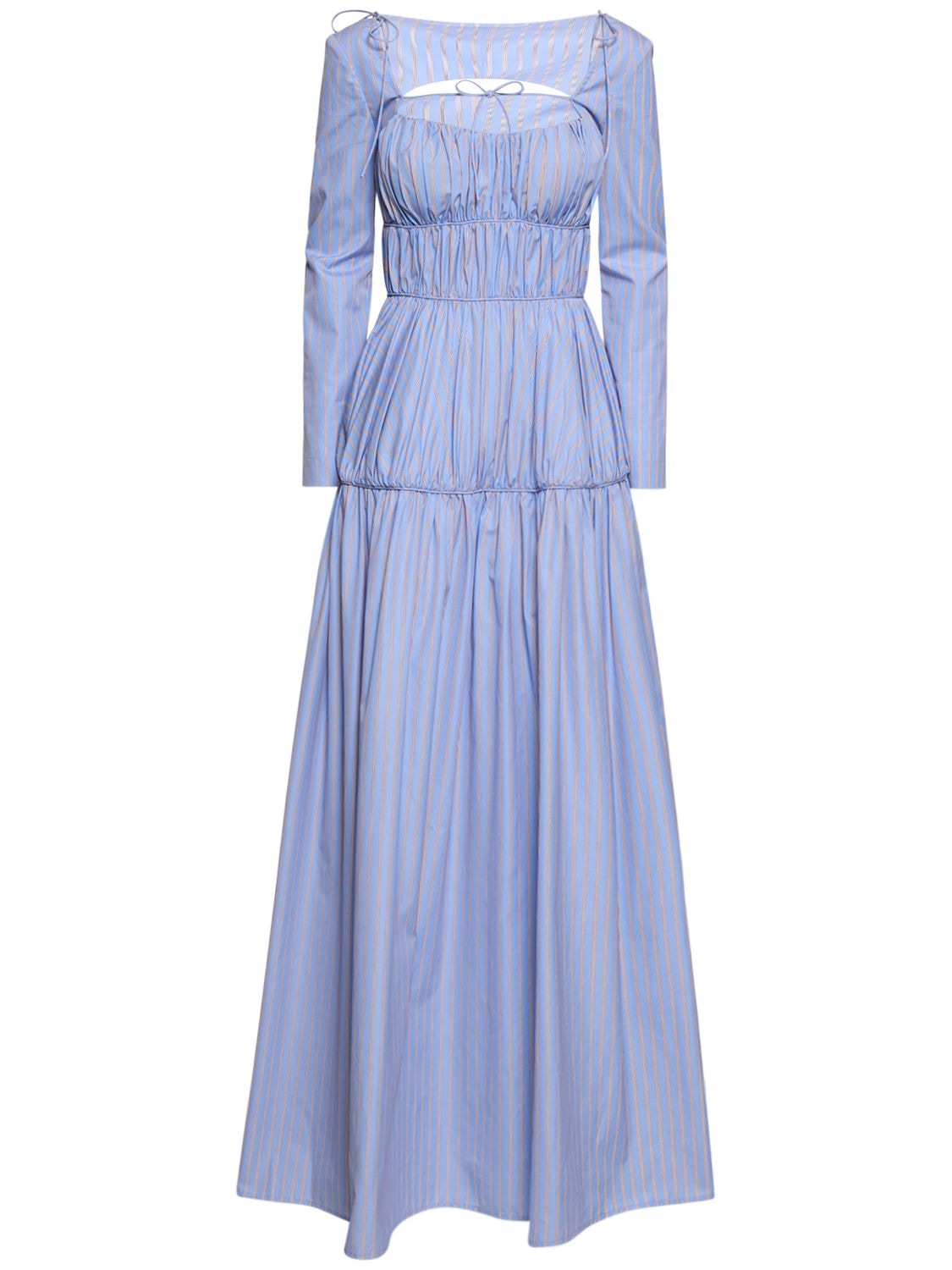 Ruched Cotton Poplin Corset Long Dress – WOMEN > CLOTHING > DRESSES
