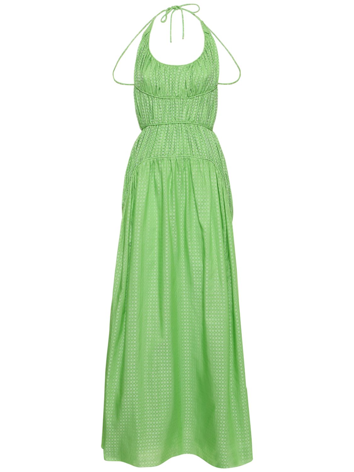 Rosie Assoulin Draped Silk Blend Jacquard Long Dress In Green | ModeSens