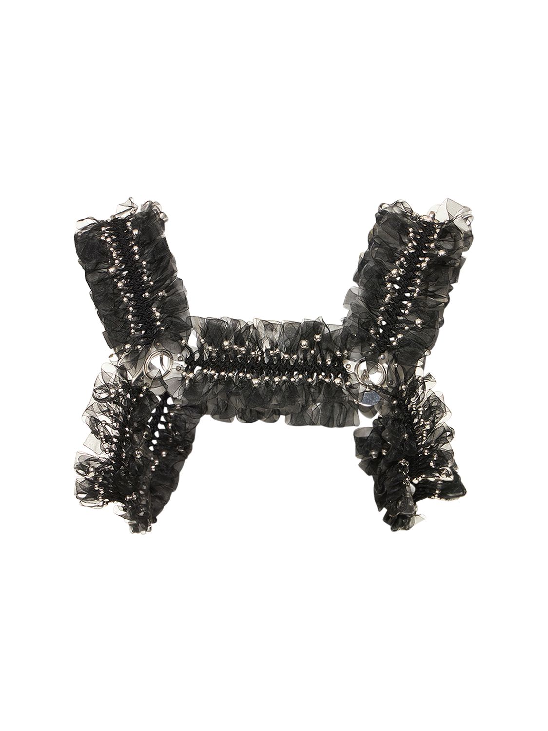 小物 noir kei ninomiya 23ss organdy harness Noir Kei Ninomiya Ruffled Nylon Organza Harness In Black