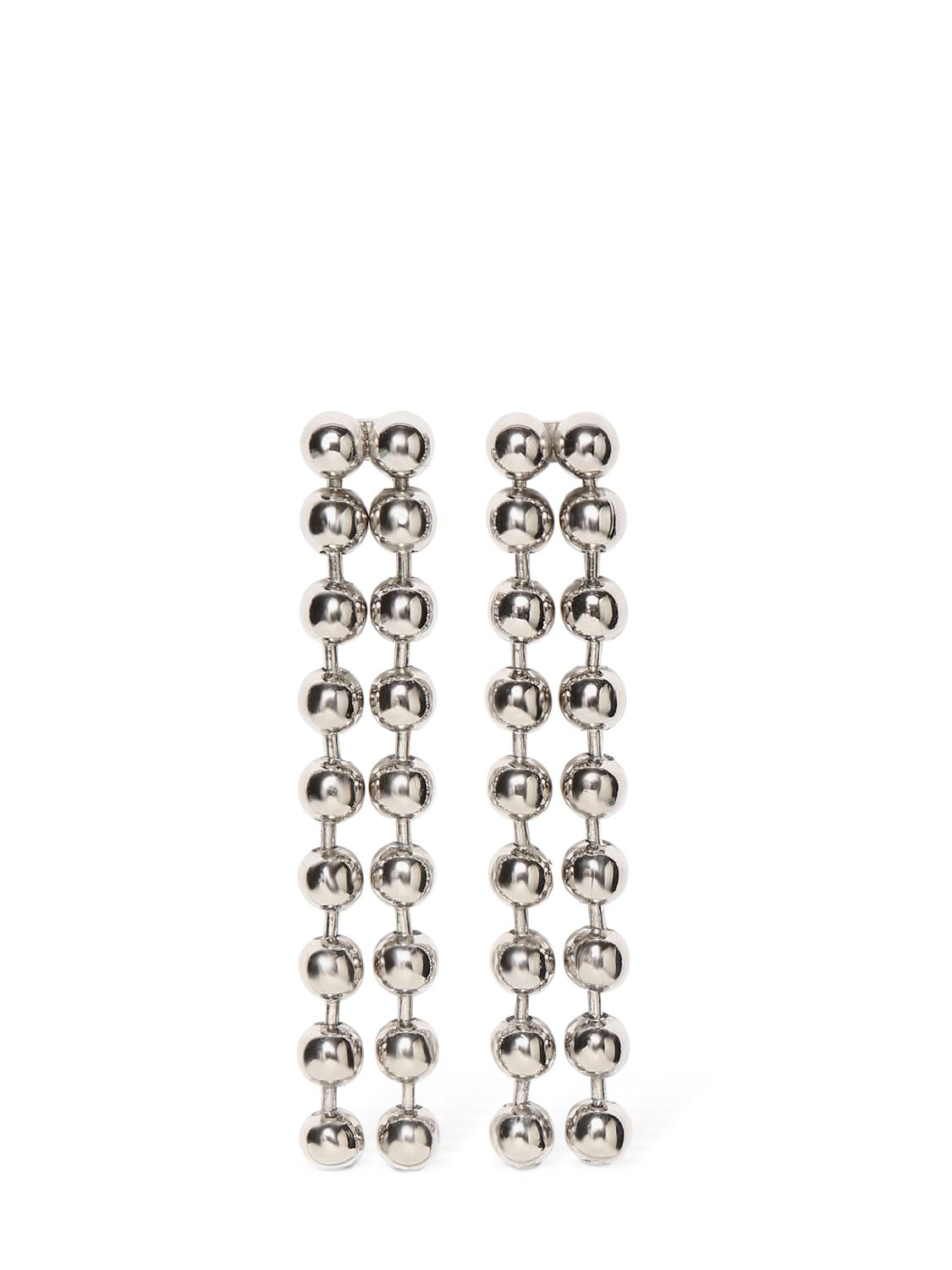 Shop Balenciaga Skate Pendant Brass Earrings In Silver