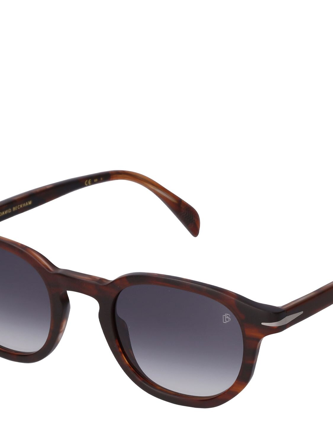 Shop Db Eyewear By David Beckham Db Round Acetate Sunglasses In Horn,grey