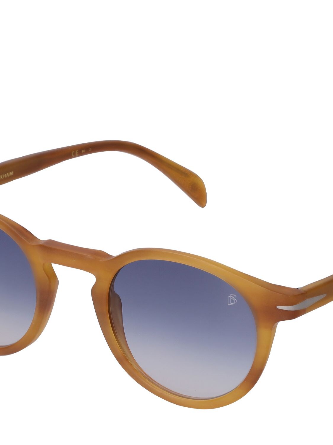 Shop Db Eyewear By David Beckham Db Round Acetate Sunglasses In Honey,blue