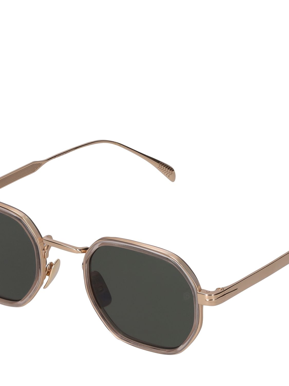 Shop Db Eyewear By David Beckham Db Geometrical Titanium Sunglasses In Gold,green