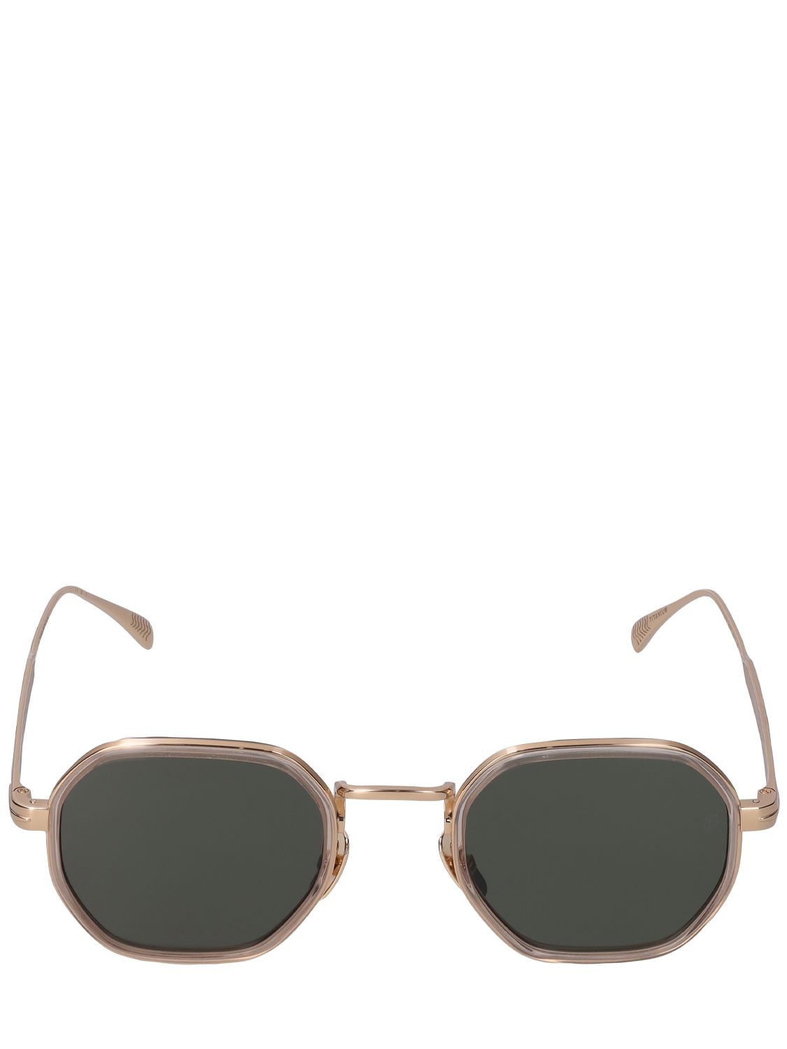 Db Eyewear By David Beckham Db Geometrical Titanium Sunglasses In Gold,green
