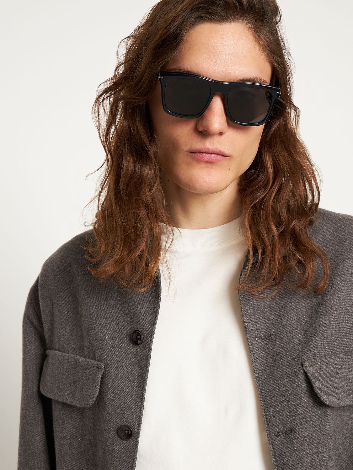 Shop Db Eyewear By David Beckham Db Squared Acetate Clip-on Sunglasses In Black,grey