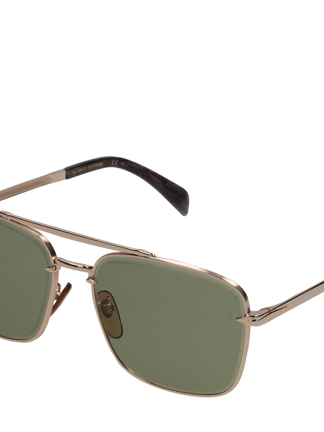 Shop Db Eyewear By David Beckham Db Squared Pilot Metal Sunglasses In Gold,green