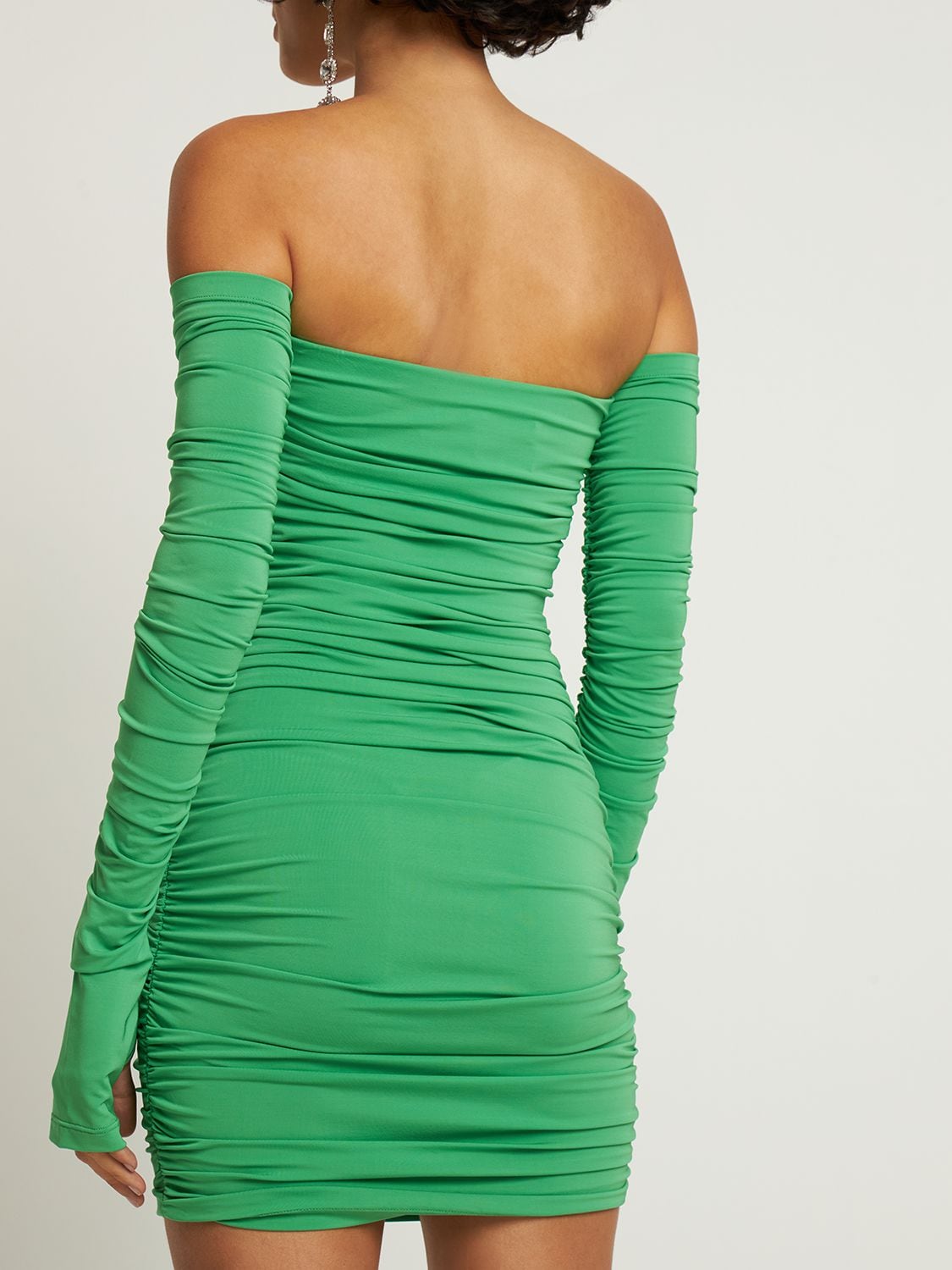 Shop The Andamane Linda Viscose Jersey Crepe Mini Dress In Green