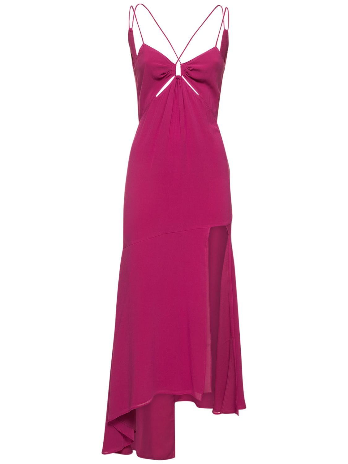 The Andamane Layla Stretch Silk Georgette Midi Dress In Pink