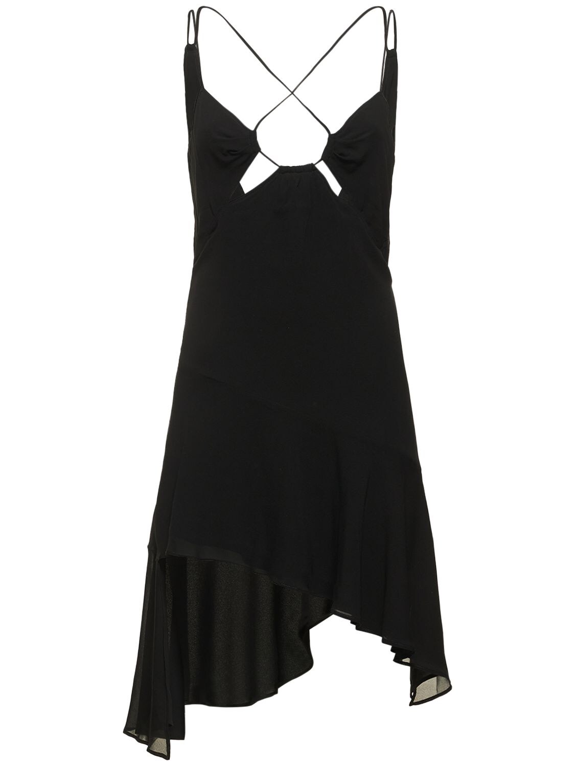 The Andamane Layla Stretch Silk Georgette Mini Dress In Black