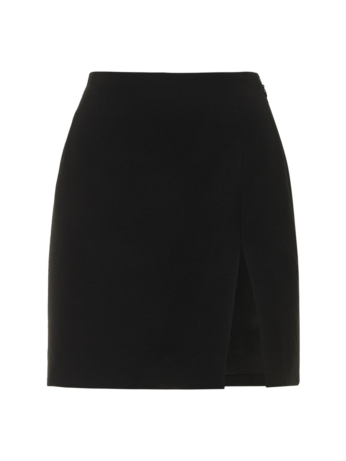 The Andamane Gioia Split Viscose Twill Mini Skirt In Black