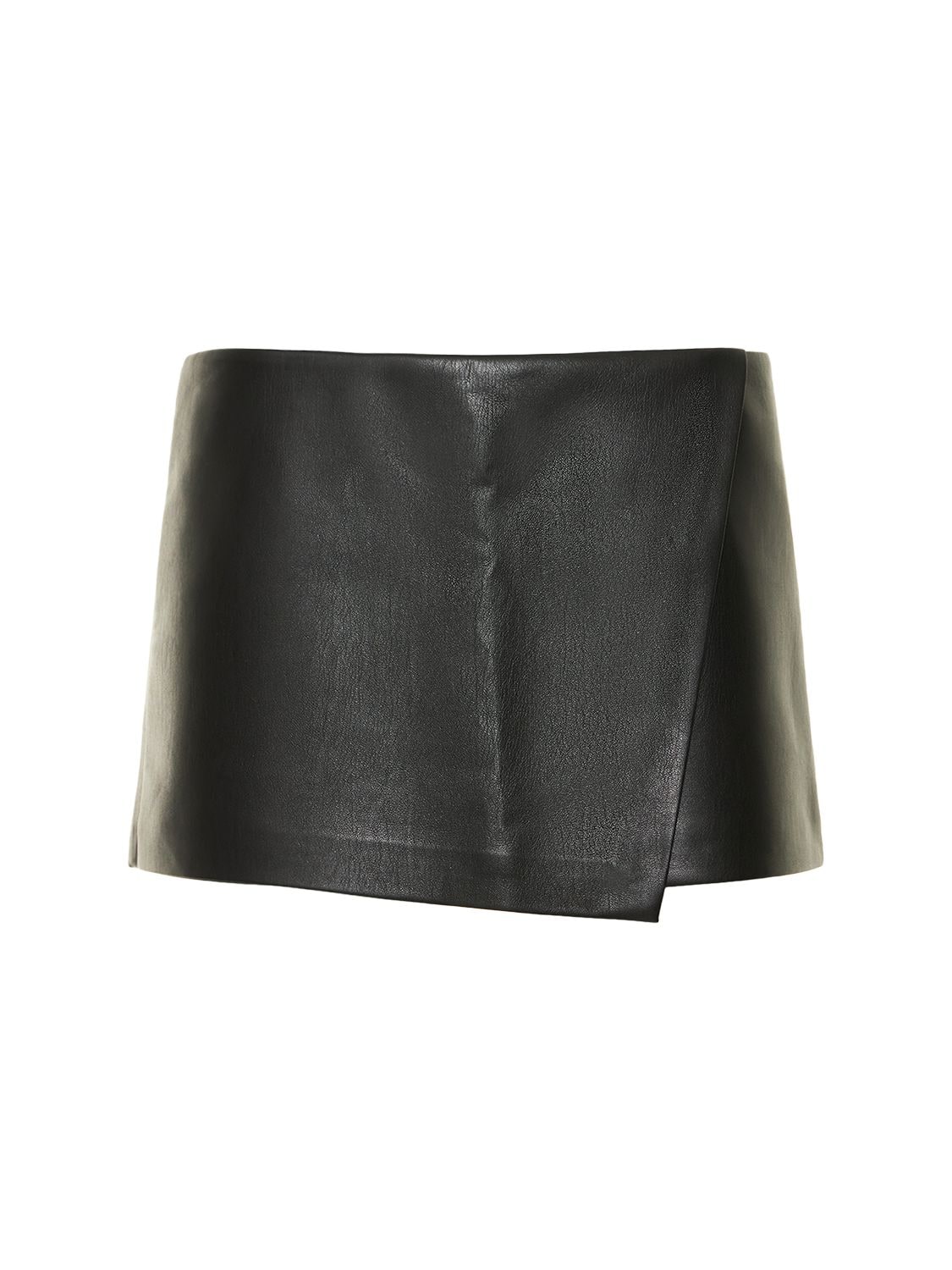 The Andamane Liza Low Rise Faux Leather Mini Skirt In Black