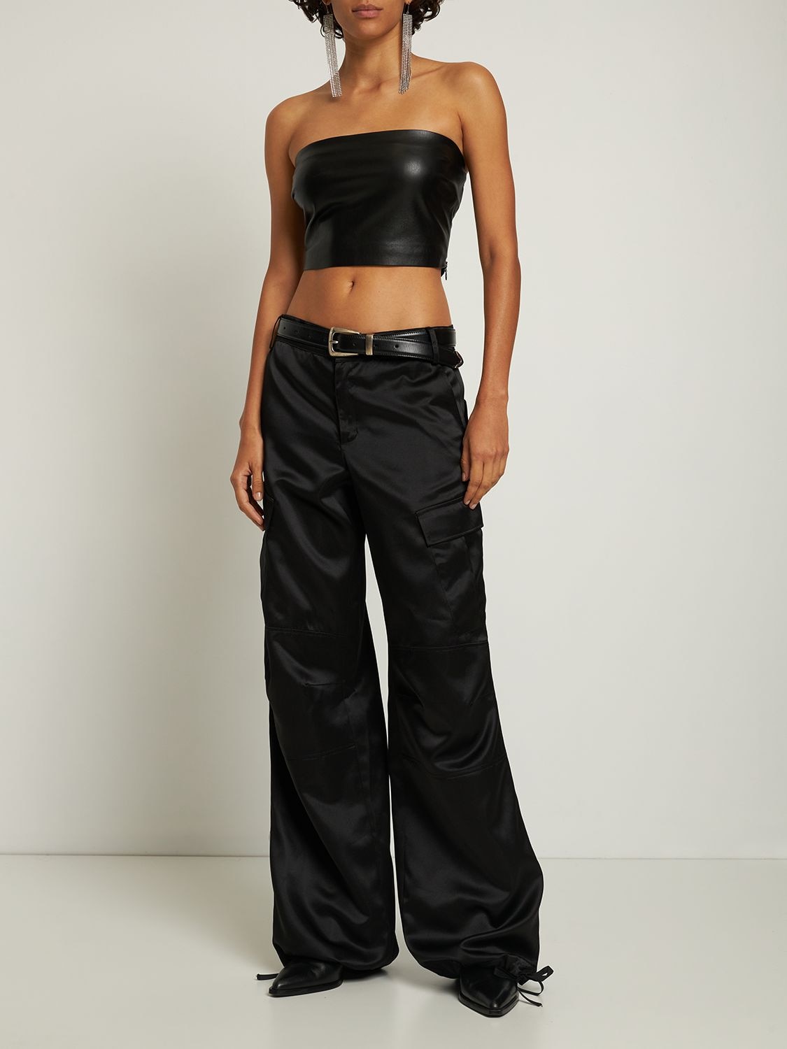 Shop The Andamane Gwen Faux Leather Tube Top In Black