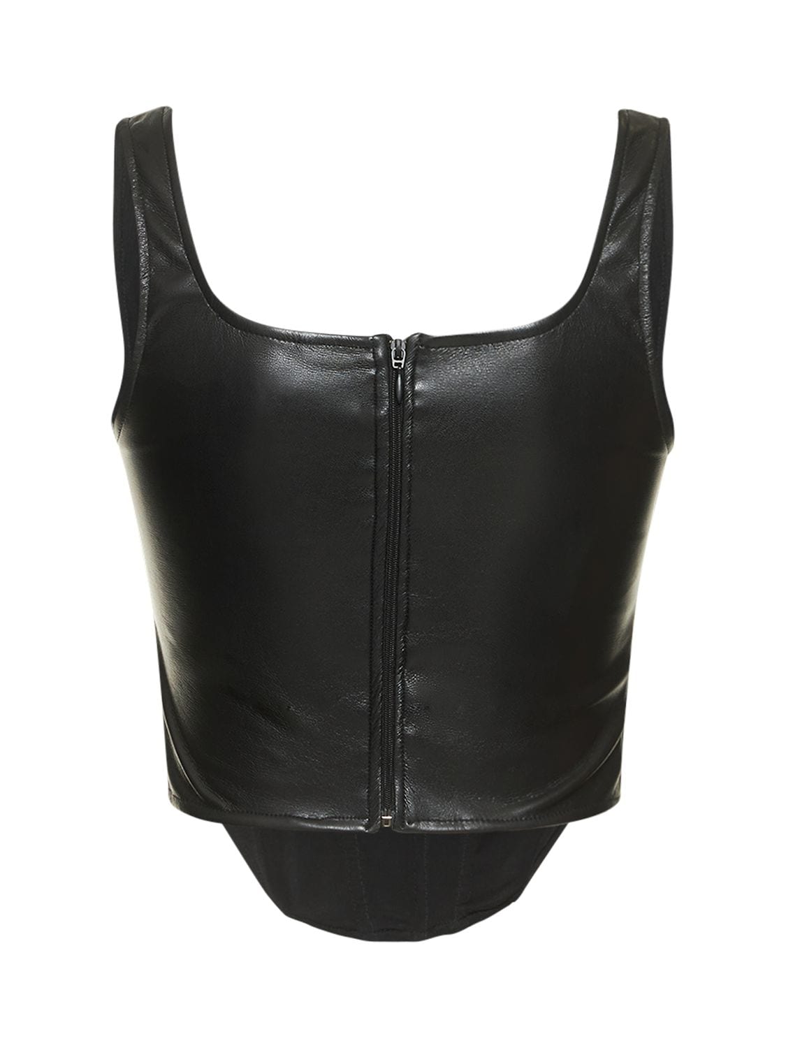 Shop The Andamane Larissa Faux Leather Corset Top In Black