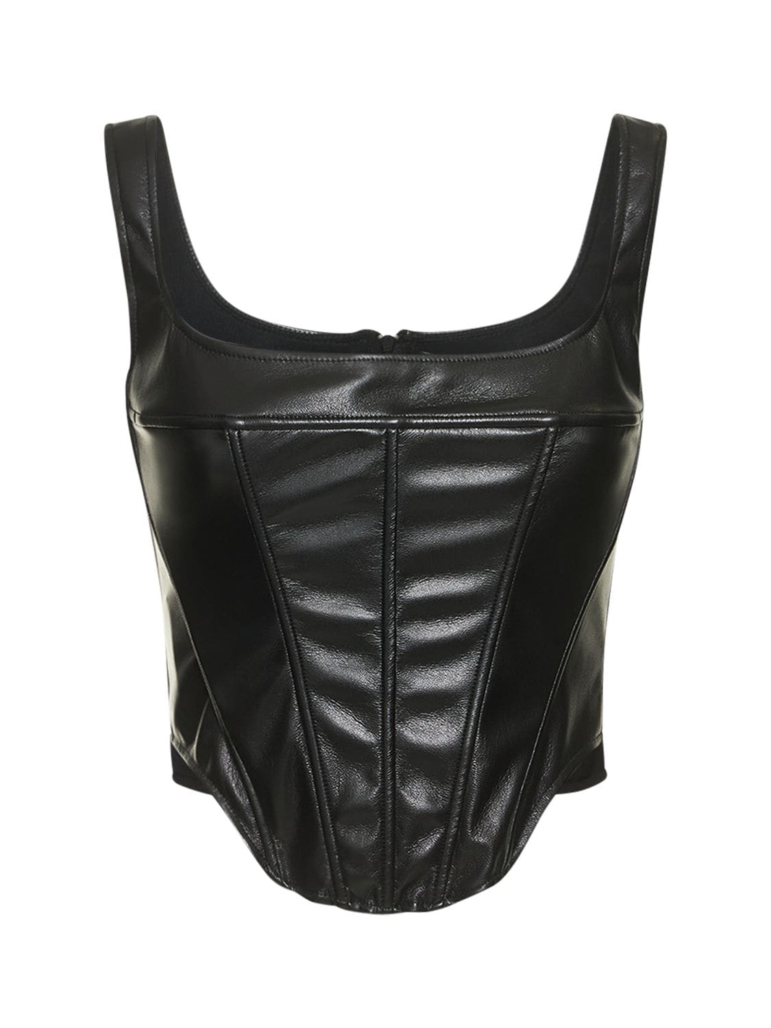 The Andamane Larissa Faux Leather Corset Top In Black