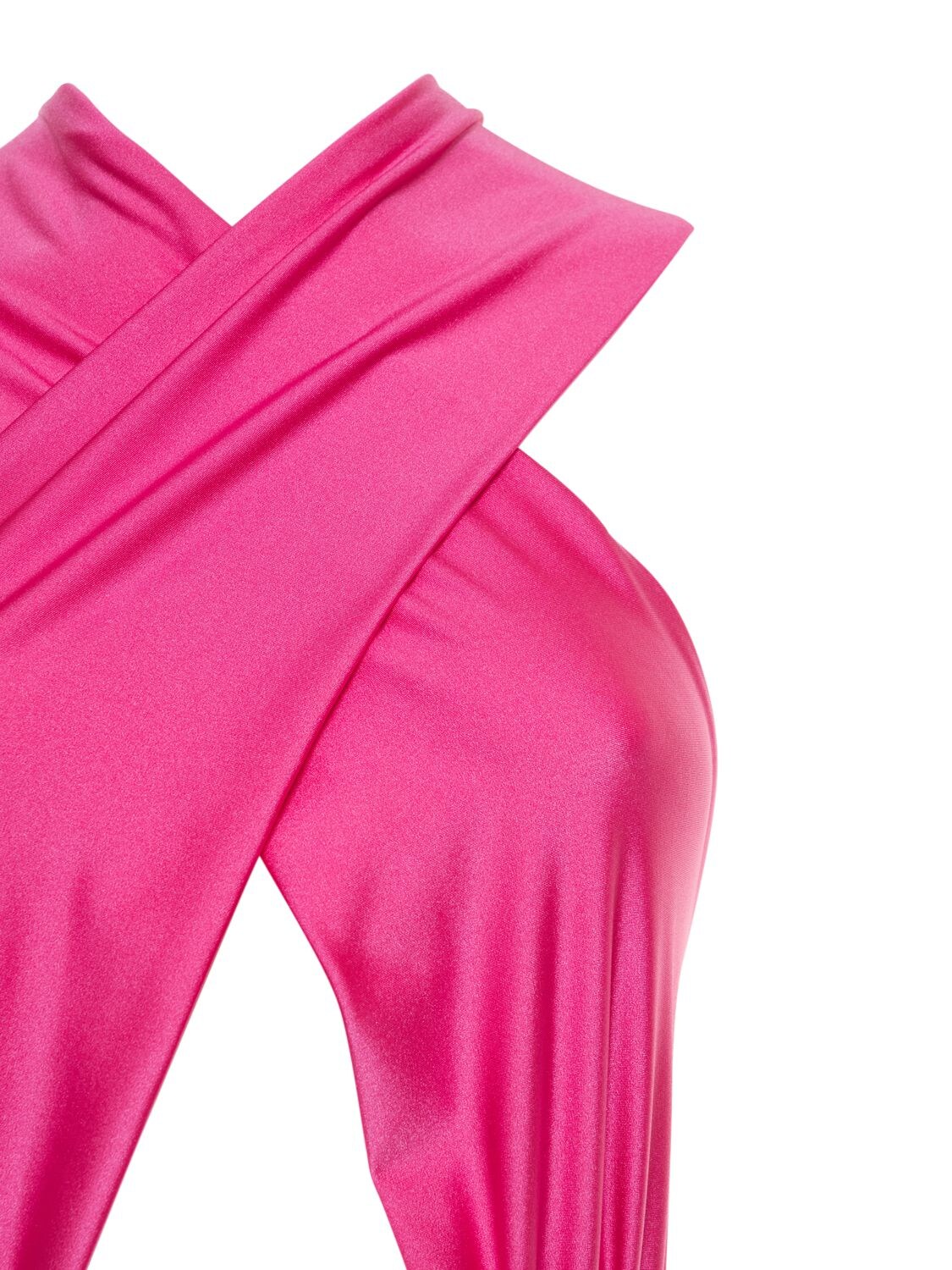 Shop The Andamane Hola Stretch Lycra Halterneck Bodysuit In Fuchsia