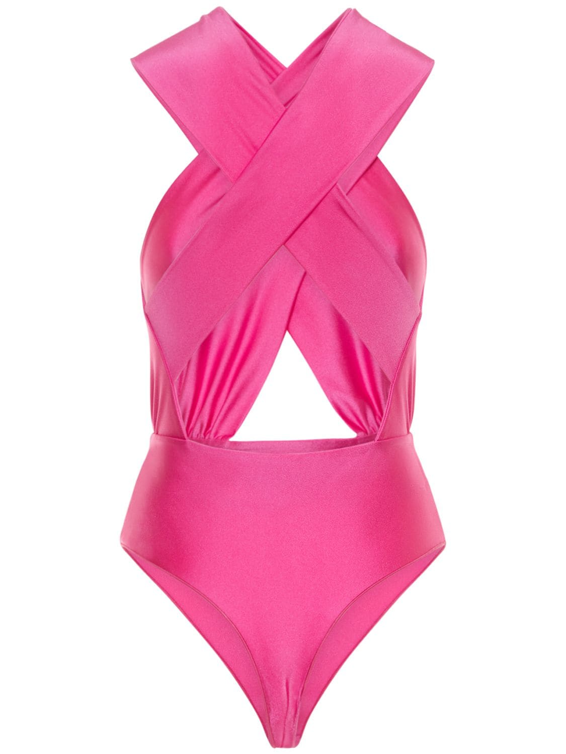 Shop The Andamane Hola Stretch Lycra Halterneck Bodysuit In Fuchsia