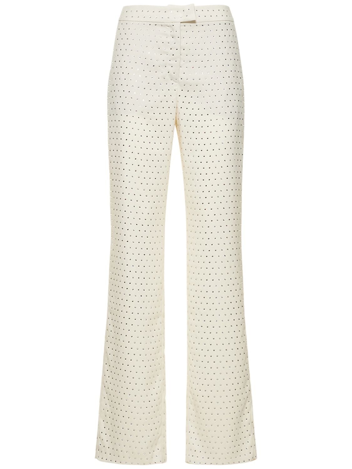 The Andamane Gladys Embellished Straight Pants In White