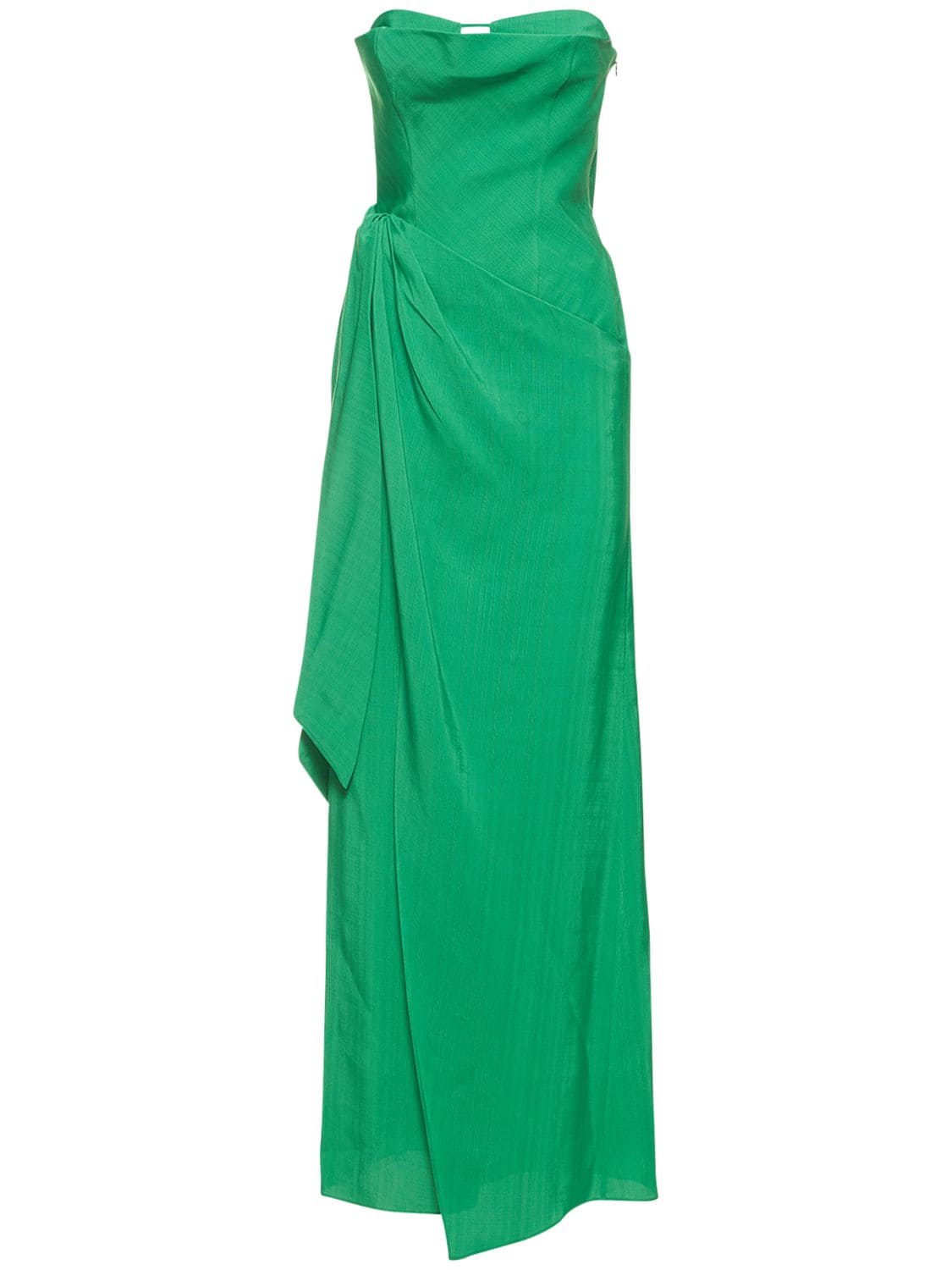 Rosie Assoulin - Draped fluid viscose long dress w/knot - Green ...