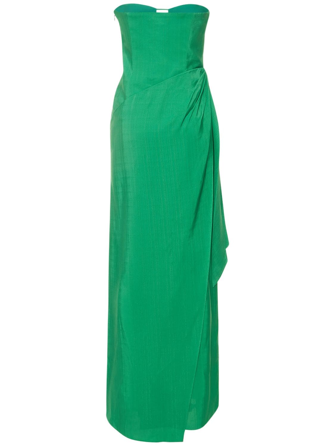 Shop Rosie Assoulin Draped Fluid Viscose Long Dress W/knot In Green