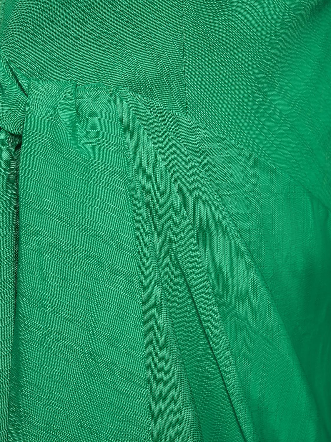 Shop Rosie Assoulin Draped Fluid Viscose Long Dress W/knot In Green