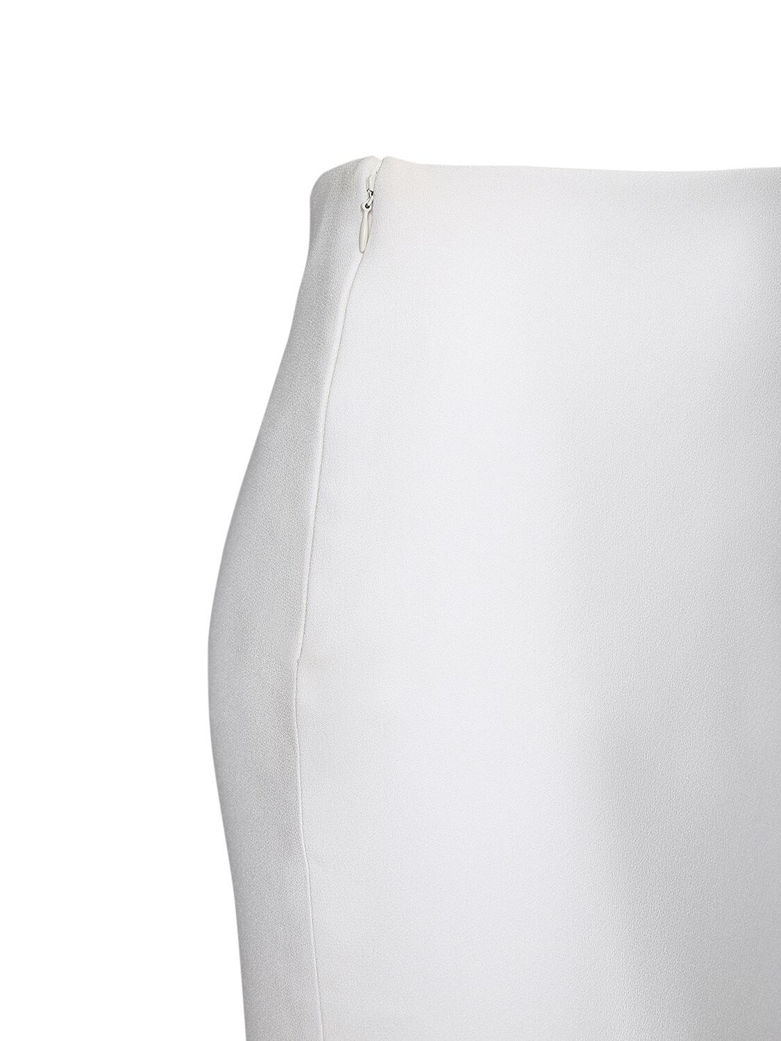 Monot Crepe Midi Skirt W/ Side Arch Slit In White | ModeSens