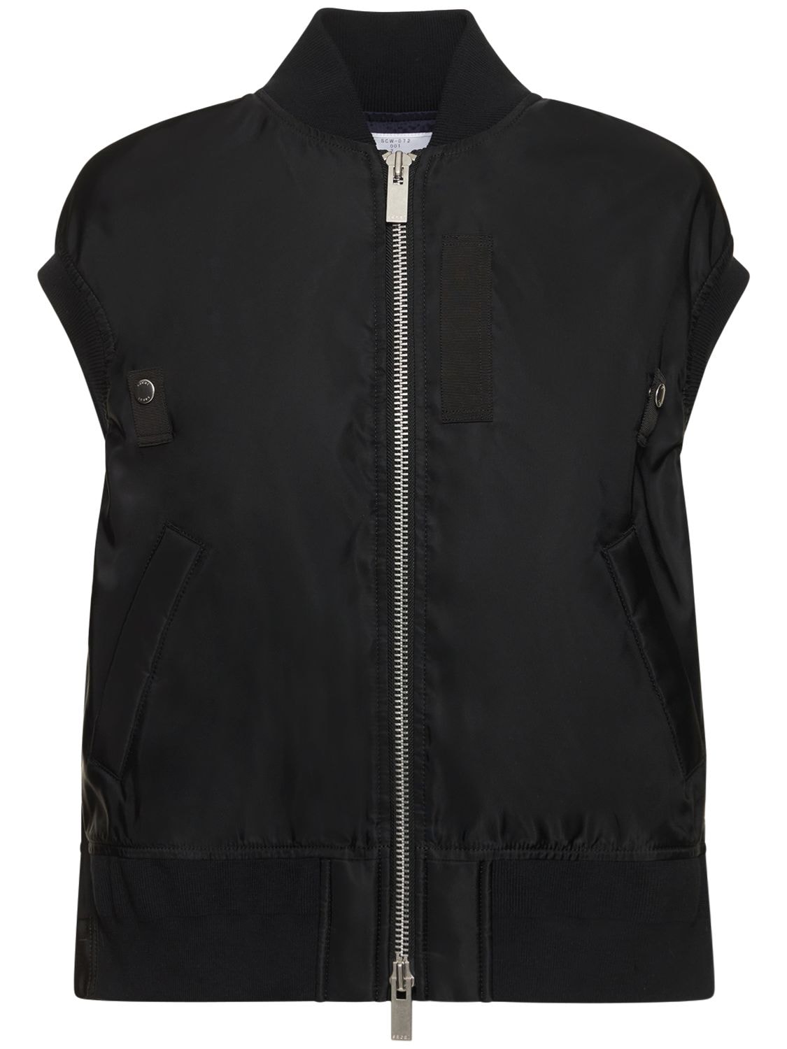 Sacai Sleeveless Nylon Zip-up Jacket In Black