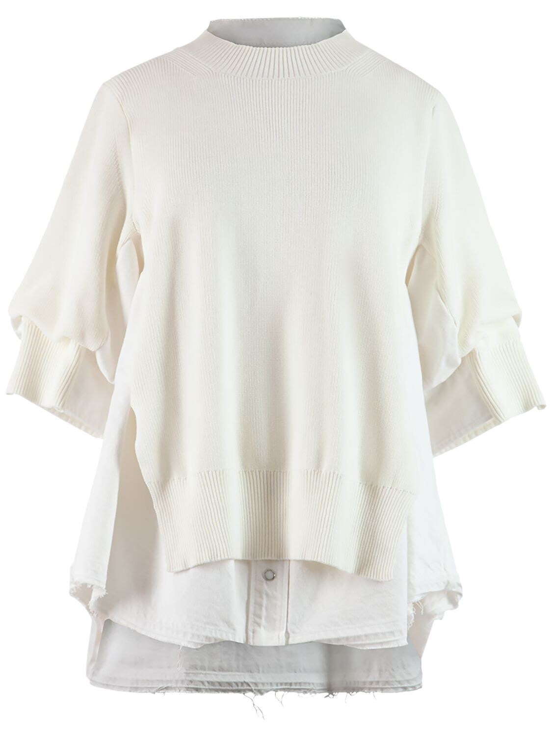 Sacai Denim Sweater Hybrid Top In White | ModeSens