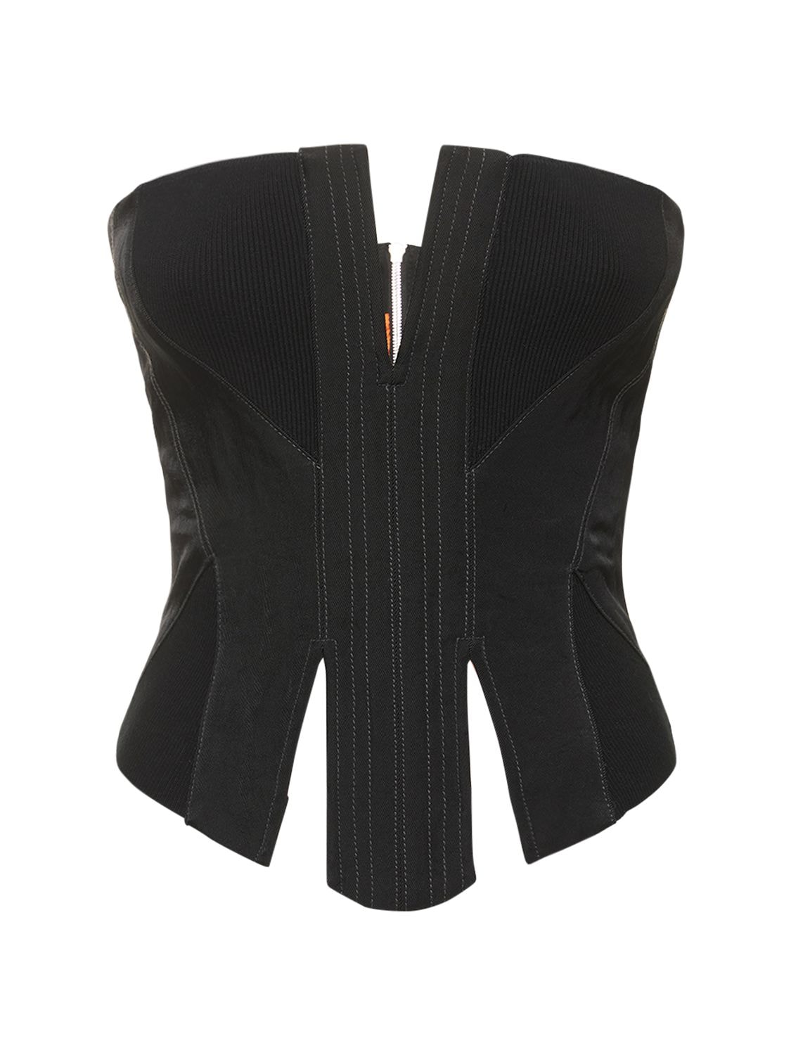 DION LEE NYLON TWILL CORSET TOP W/ RIB INSERTS