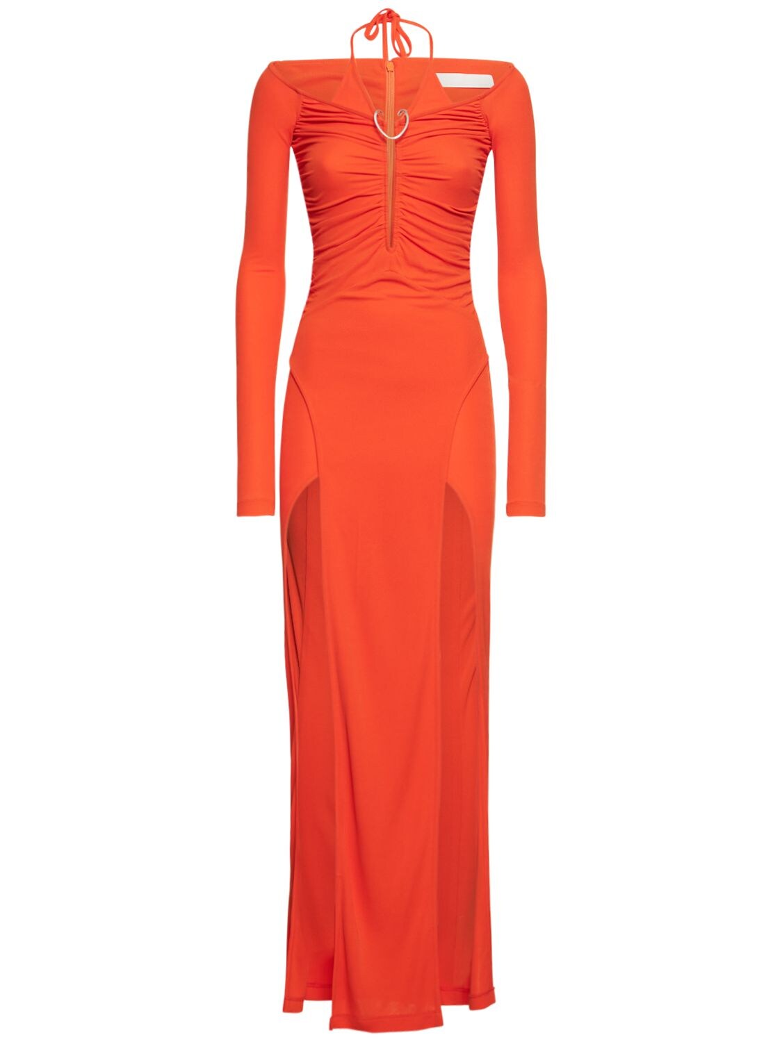 Draped Viscose Jersey Split Long Dress – WOMEN > CLOTHING > DRESSES