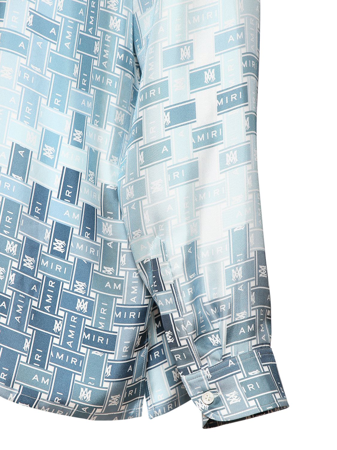 Shop Amiri Gradient Tape Silk Pajama Shirt In Blue