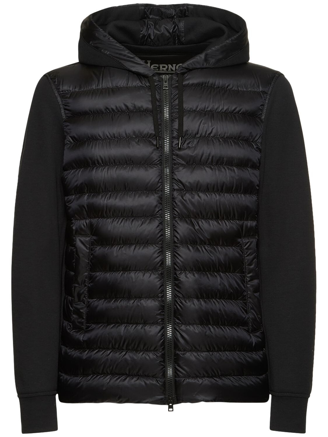 Herno Ultralight Nylon & Sweatshirt Jacket In Black