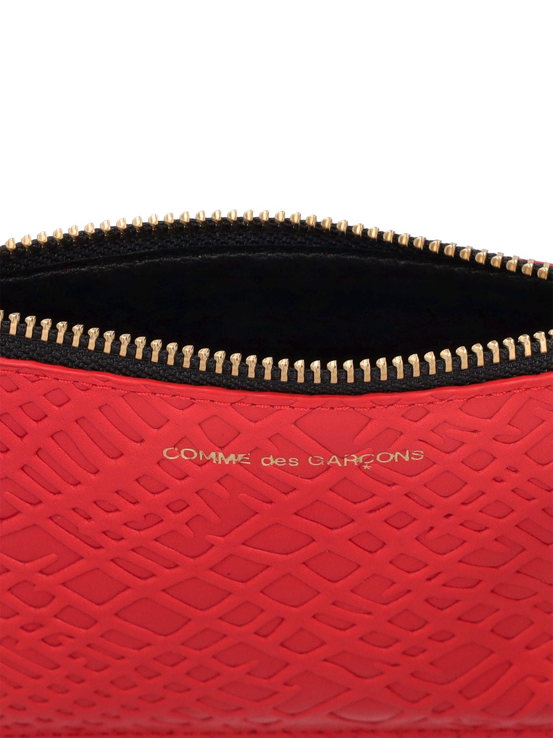 Shop Comme Des Garçons Embossed Roots Zip Wallet In Red