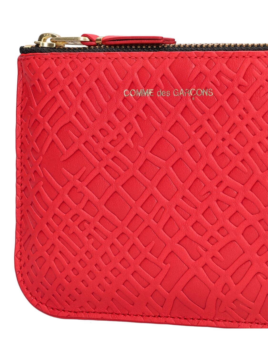 Shop Comme Des Garçons Embossed Roots Zip Wallet In Red