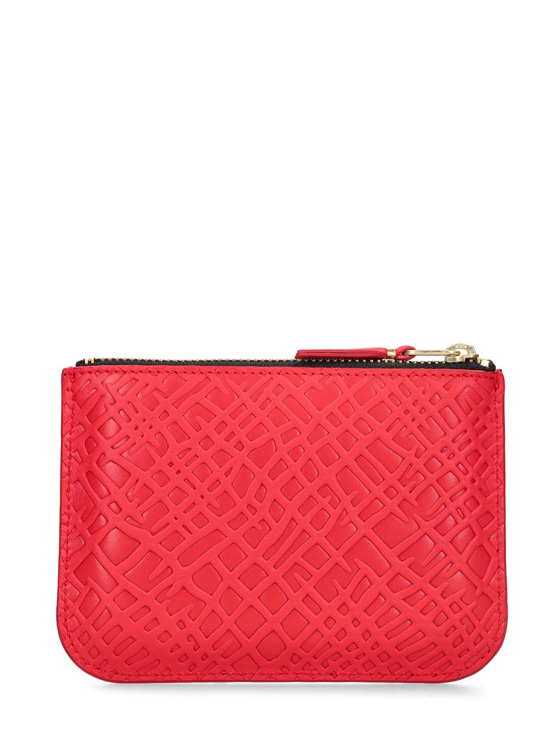 Shop Comme Des Garçons Embossed Roots Zip Wallet In Red