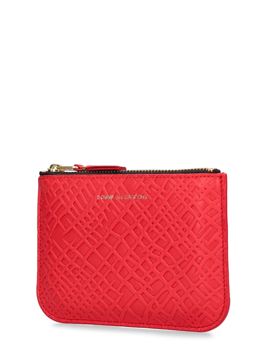 Shop Comme Des Garçons Embossed Roots Zip Wallet In Red