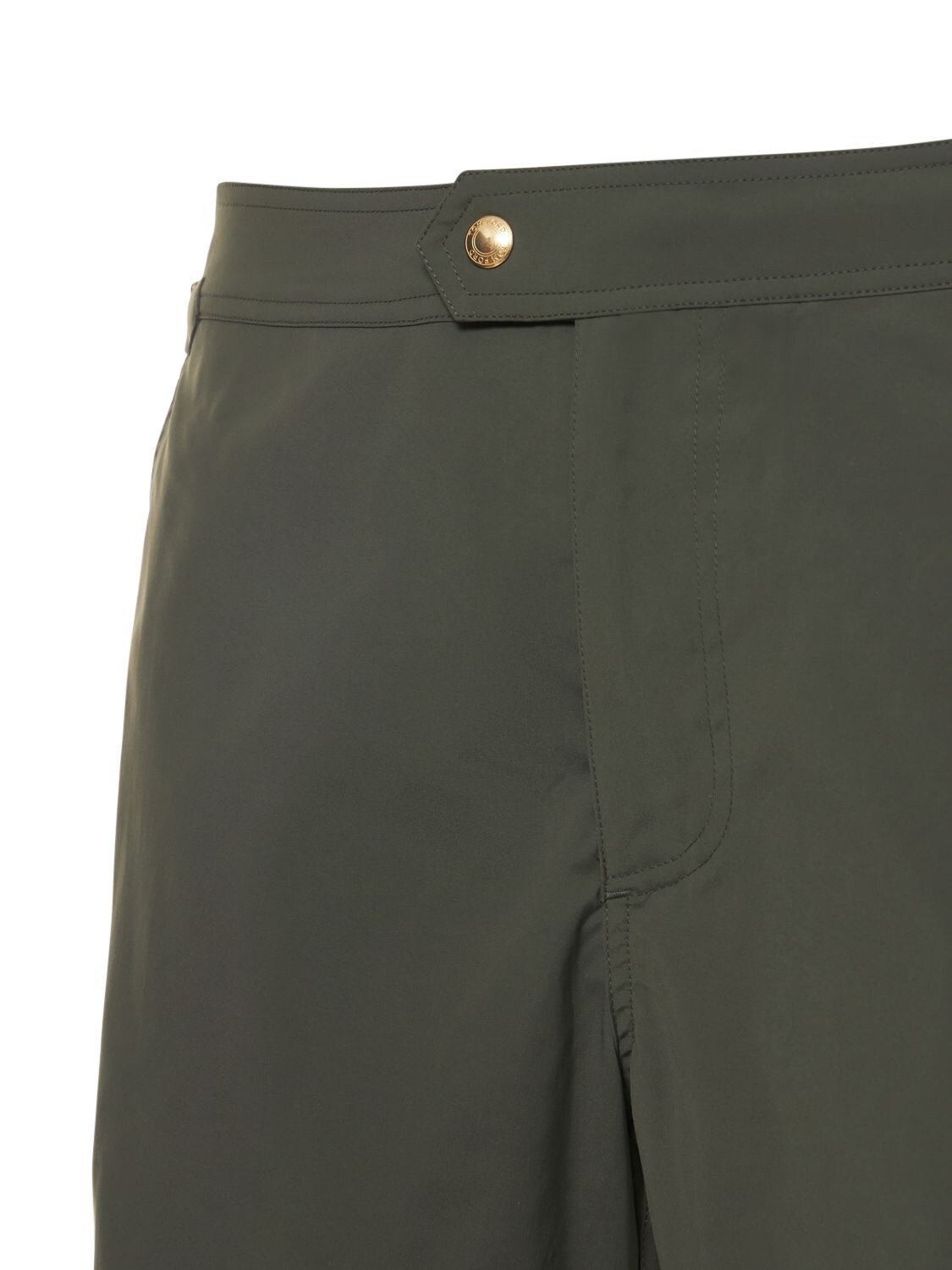 Shop Tom Ford Compact Poplin Swim Shorts W/ Piping In Clover
