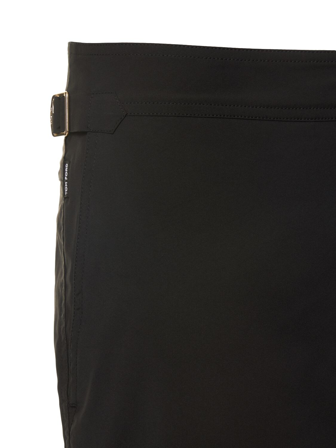 Shop Tom Ford Compact Poplin Swim Shorts W/ Piping In Black