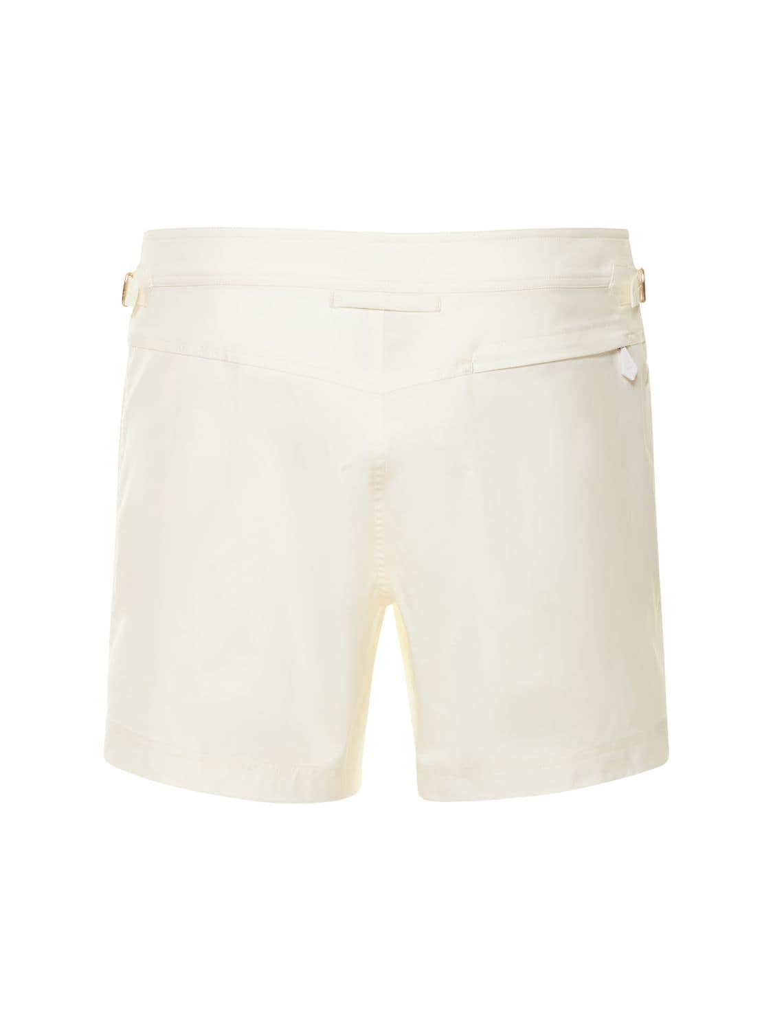Shop Tom Ford Compact Poplin Swim Shorts In Ivory
