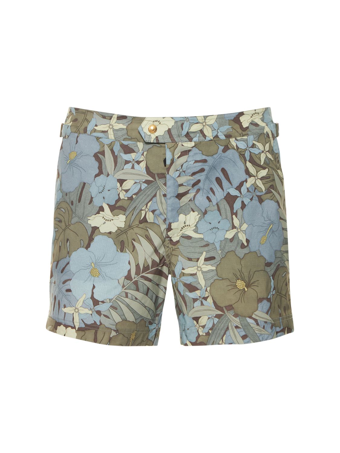 Tom Ford Dusty Hibiscus Swim Short In Green