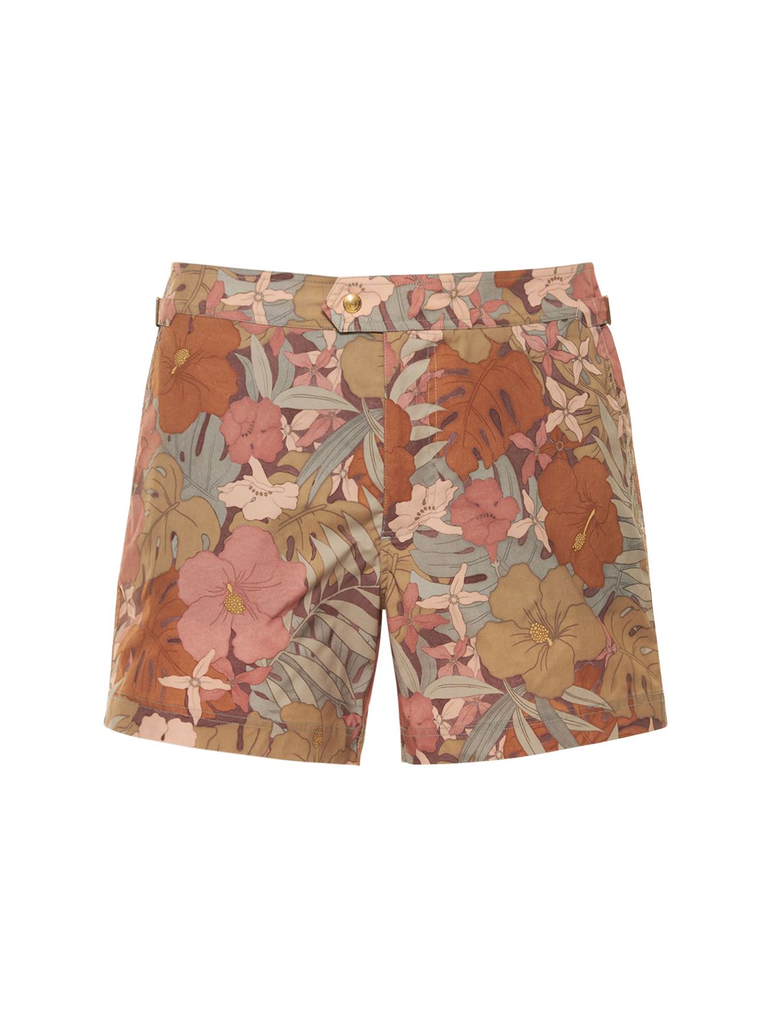 Tom Ford Dusty Hibiscus Swim Short In Orange,multi