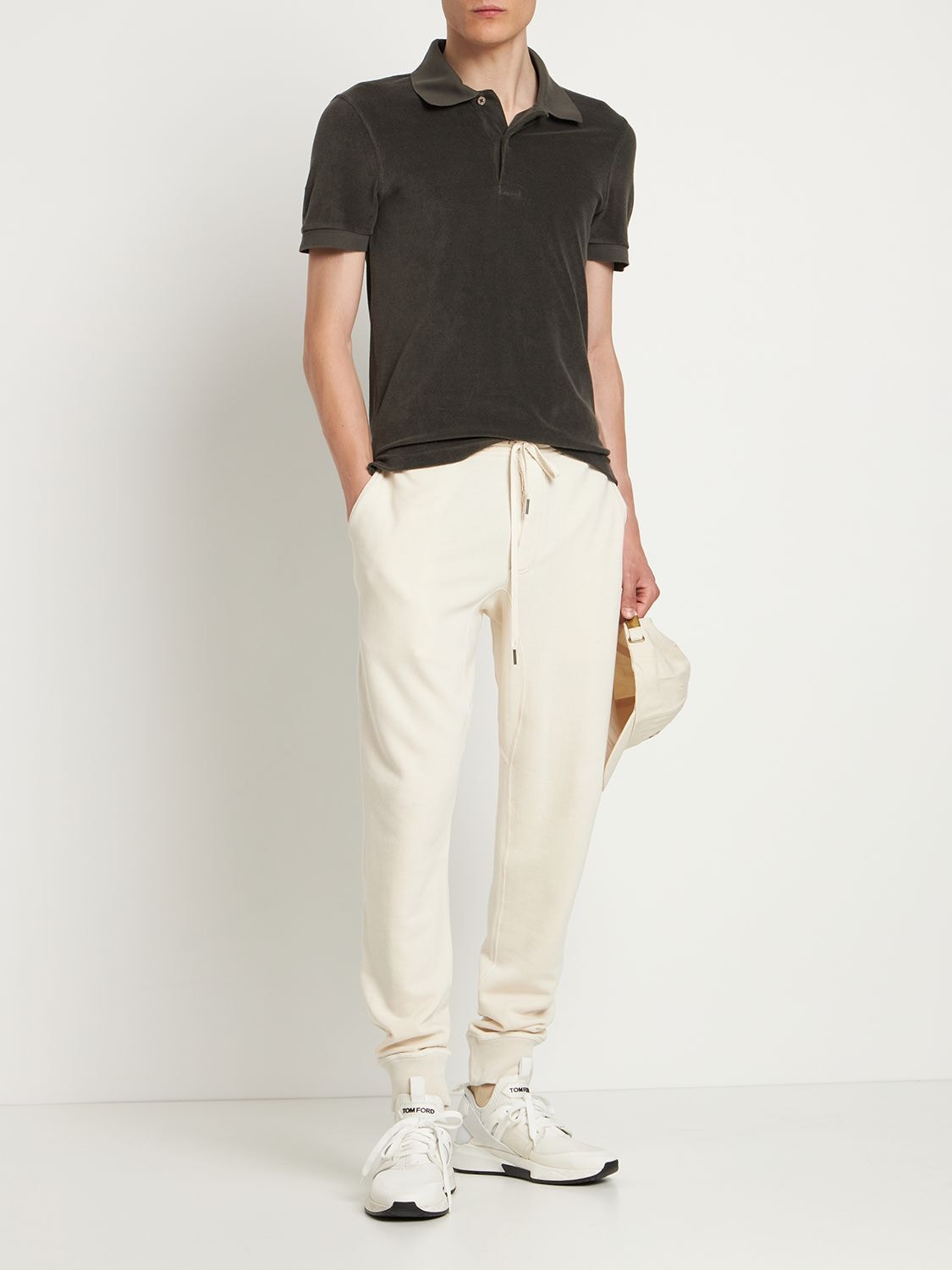 Shop Tom Ford Garment Dyed Sweatpants In Beige