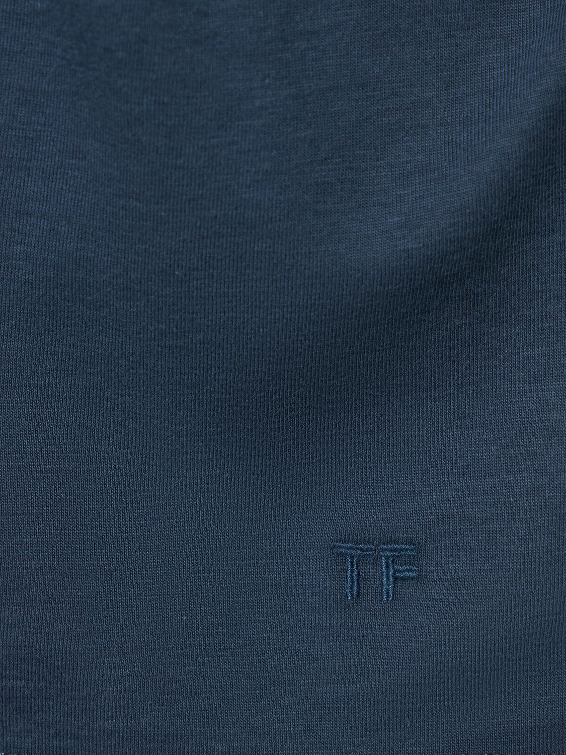 Shop Tom Ford Lyocell & Cotton L/s Crewneck T-shirt In Blue