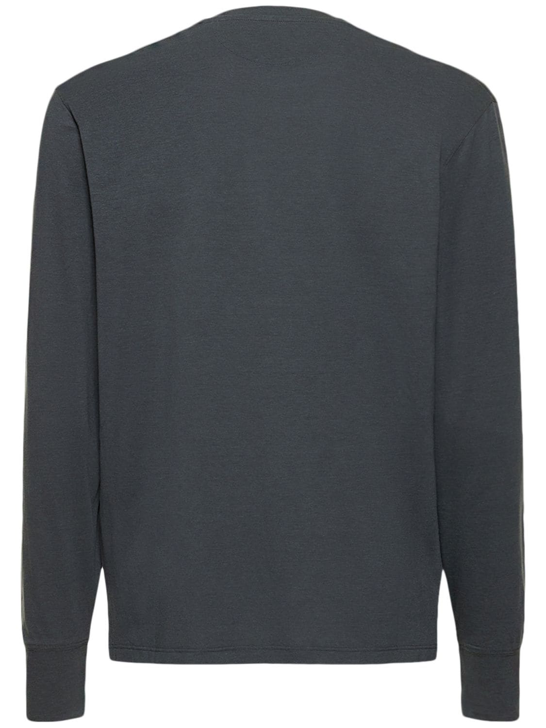 Shop Tom Ford Lyocell & Cotton L/s Crewneck T-shirt In Grey