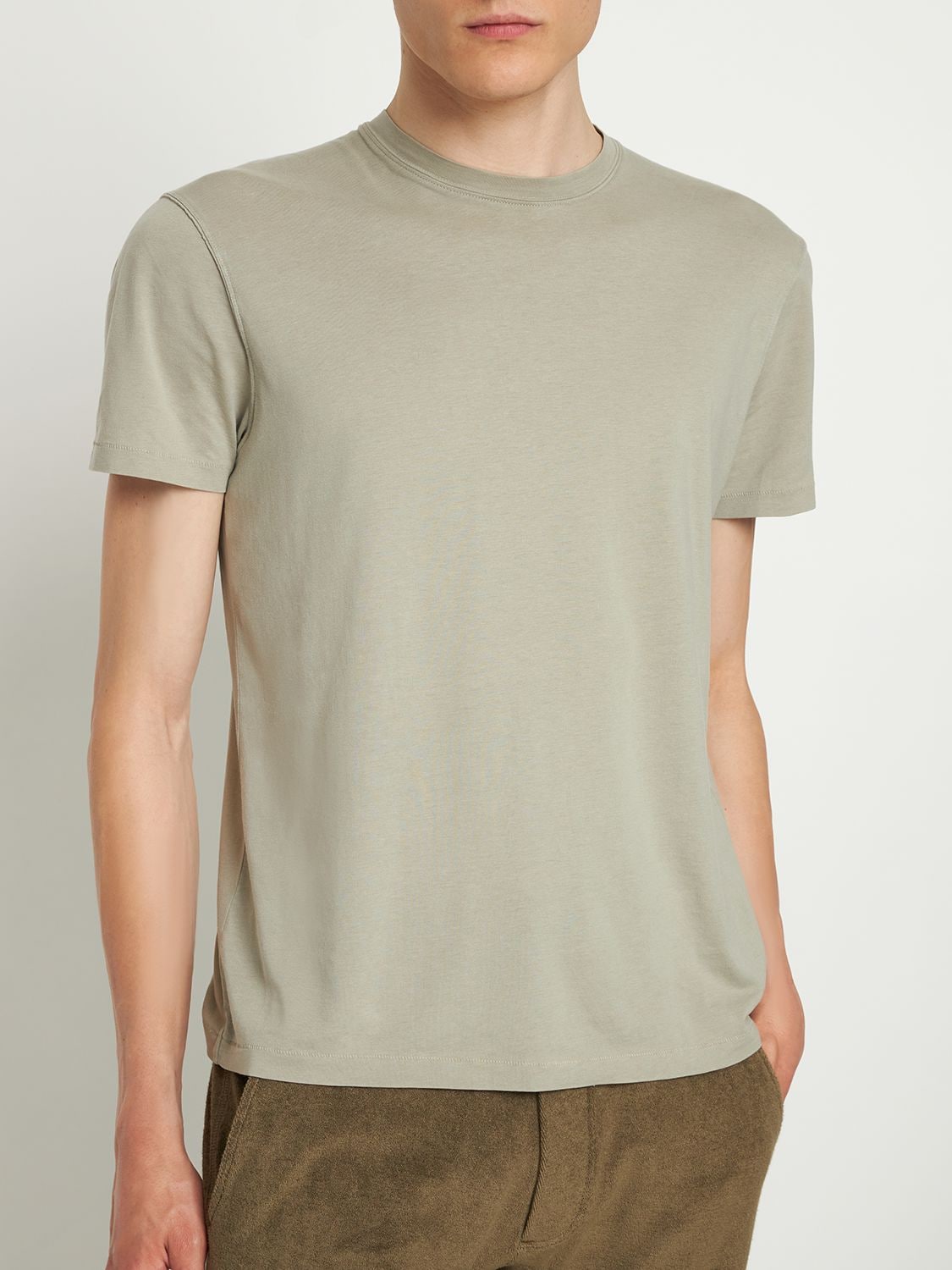 Shop Tom Ford Lyocell & Cotton S/s Crewneck T-shirt In Beige