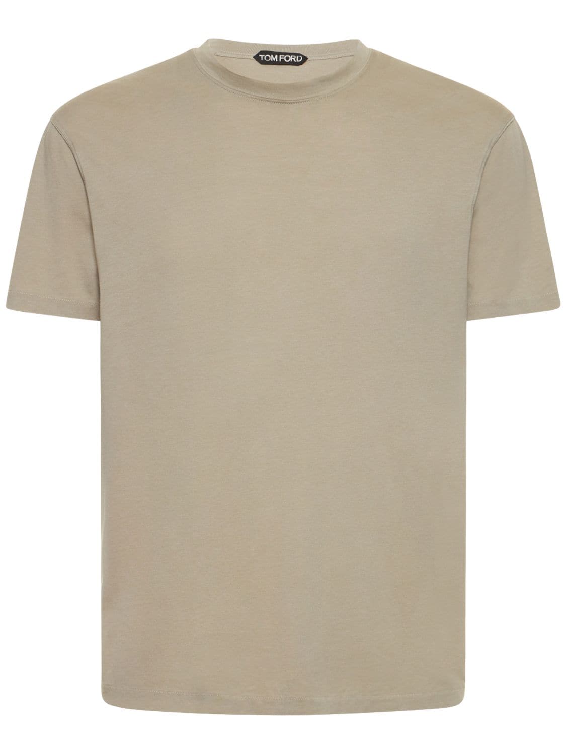 Tom Ford Men's Lyocell-cotton Crewneck T-shirt In Beige