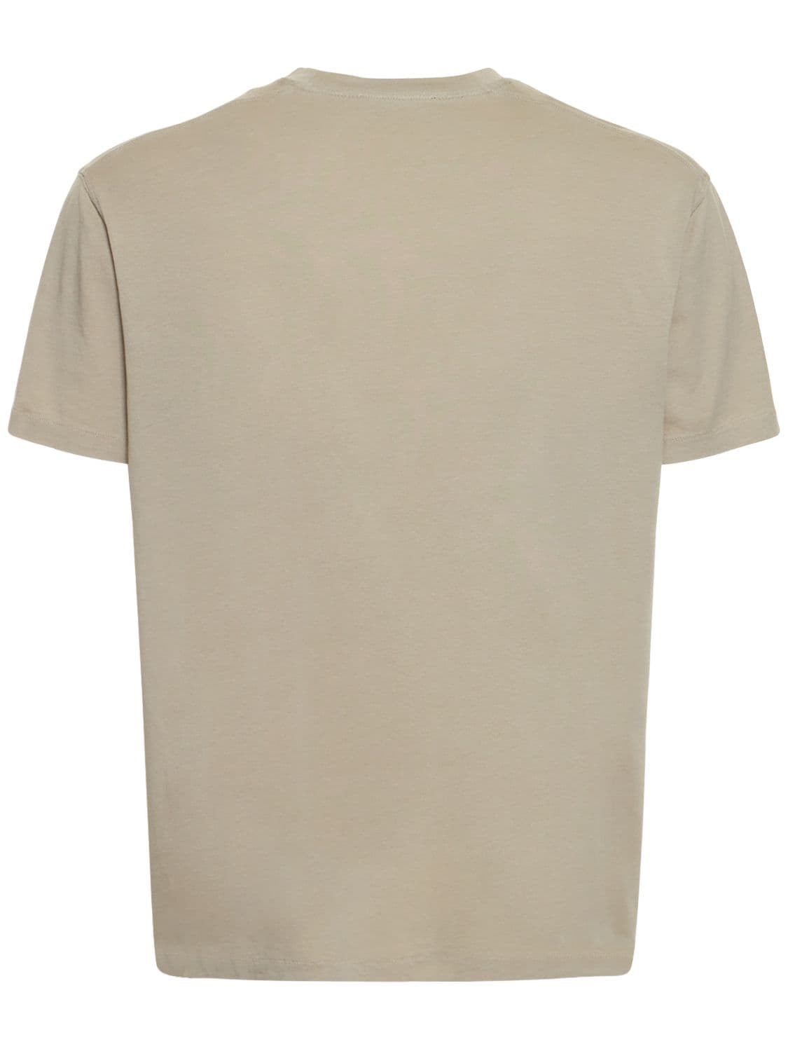 Shop Tom Ford Cotton Blend Crewneck T-shirt In Beige