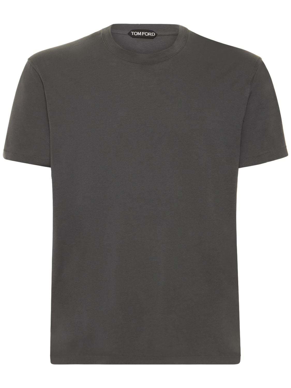 Tom Ford Lyocell & Cotton S/s Crewneck T-shirt In Grey