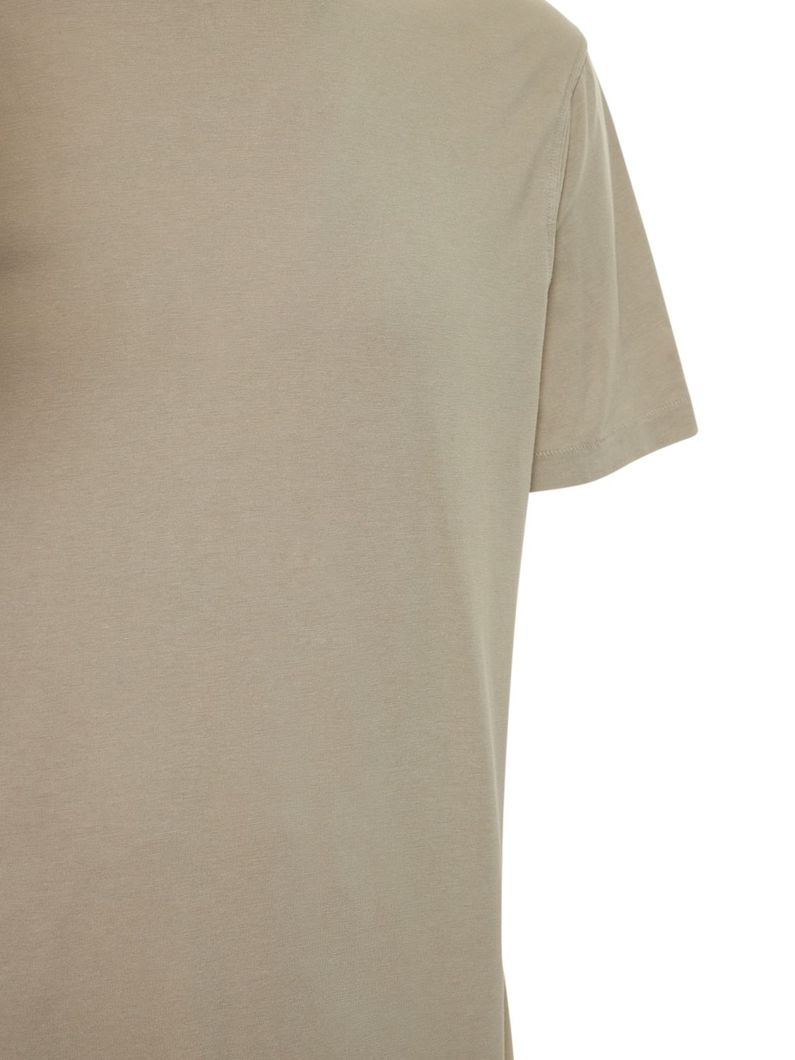 Shop Tom Ford Cotton Blend Crewneck T-shirt In Beige