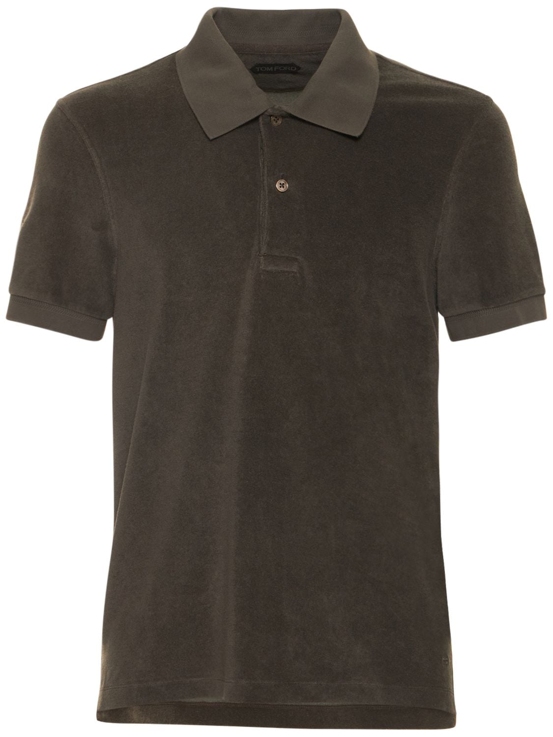 Tom Ford Towelling S/s Polo In Brown