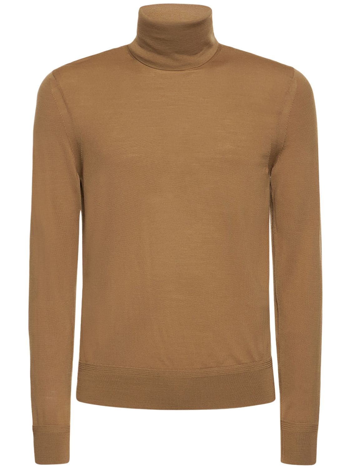 Tom Ford Fine Gauge Wool Roll Neck Jumper In Beige